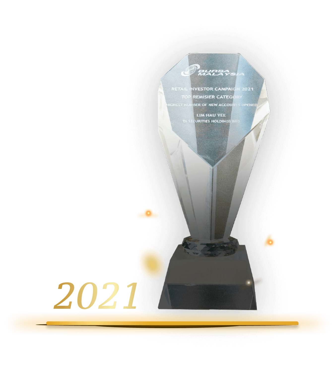 Bursa Excellence Best Remisier Award Champion 2021 trophy
